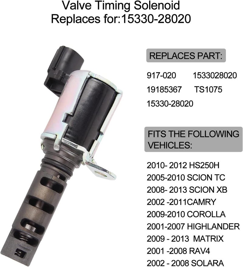 BLPextrm VVT Solenoid Oil Control Compatible with Toyota Camry Corolla Highlander Solara, for RAV4, for for Scion HS250H TC XB 2.4L, Replace 15330-28020 917-020 - Image 5